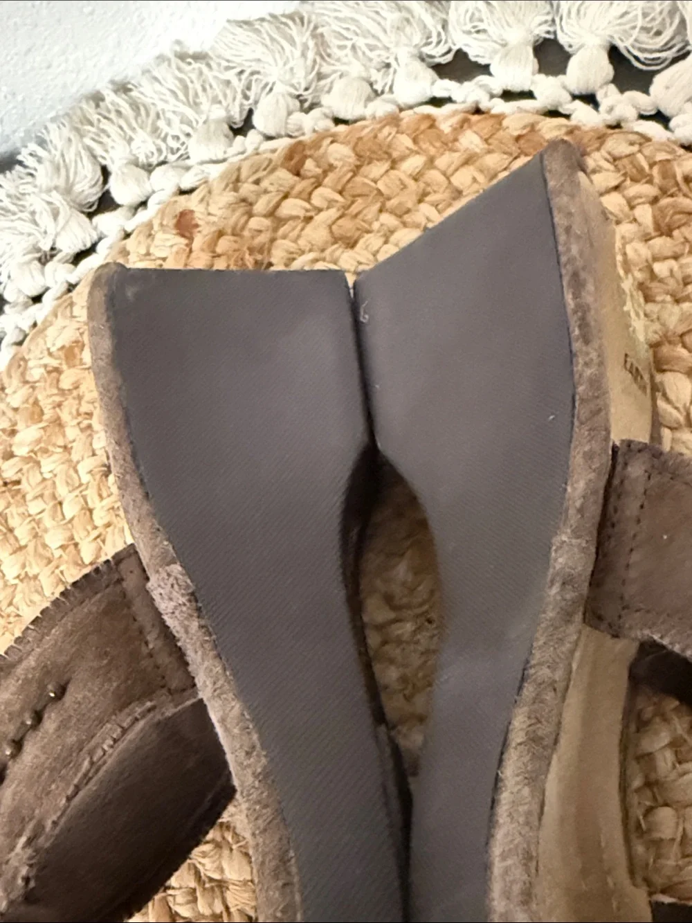Earth Spirit Magnolia Brown Leather Beaded Wedge Sandals Shoes Womens 7.5